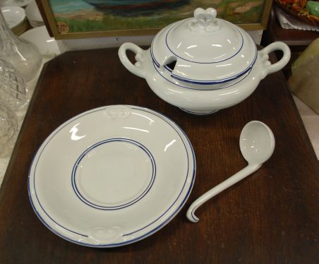 (n-7885) Suur käsitsimaalitud tirin, vaagen ja kulp komplektis