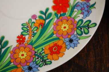 (n-7893) Bavaria Mitterteich, värvikirevad lillelised puljongikausid-taldrikud, 6tk