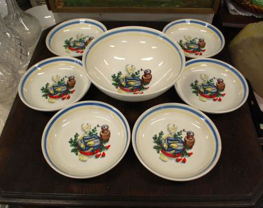 (n-7914) Castellania, sinimerekarpide-/pastakausid, 1+6tk komplektis