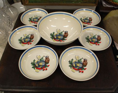 (n-7914) Castellania, sinimerekarpide-/pastakausid, 1+6tk komplektis