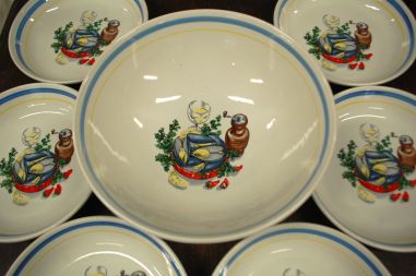 (n-7914) Castellania, sinimerekarpide-/pastakausid, 1+6tk komplektis