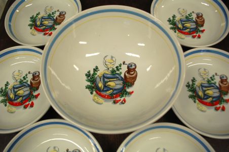 (n-7914) Castellania, sinimerekarpide-/pastakausid, 1+6tk komplektis