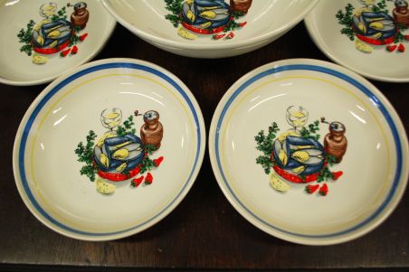 (n-7914) Castellania, sinimerekarpide-/pastakausid, 1+6tk komplektis