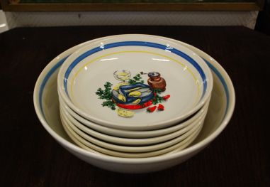 (n-7914) Castellania, sinimerekarpide-/pastakausid, 1+6tk komplektis