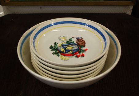 (n-7914) Castellania, sinimerekarpide-/pastakausid, 1+6tk komplektis