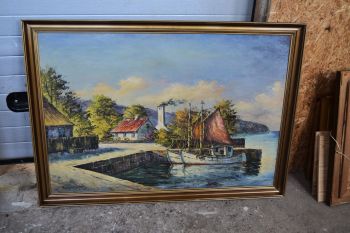 (n-7996) Ülisuur lõuendil maal, rannikuvaade