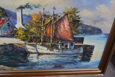 (n-7996) Ülisuur lõuendil maal, rannikuvaade