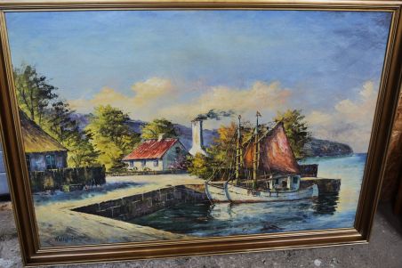 (n-7996) Ülisuur lõuendil maal, rannikuvaade