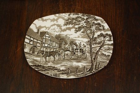(n-8001) Myott, Fine Staffordshire, Royal Mail, suured ovaalsed praetaldrikud, 6tk (pruun dekoor)