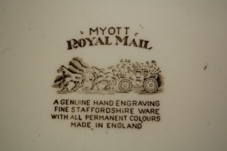 (n-8001) Myott, Fine Staffordshire, Royal Mail, suured ovaalsed praetaldrikud, 6tk (pruun dekoor)