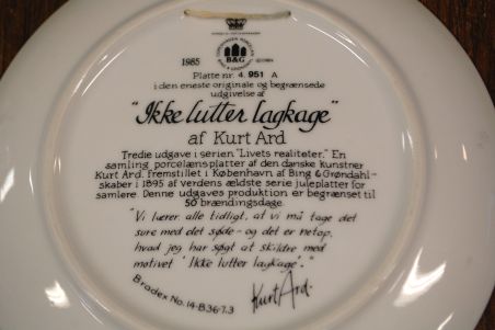(n-8042/3) Bing & Grondahl, Kurt Ard, kollektsioontaldrik nr 4 951A