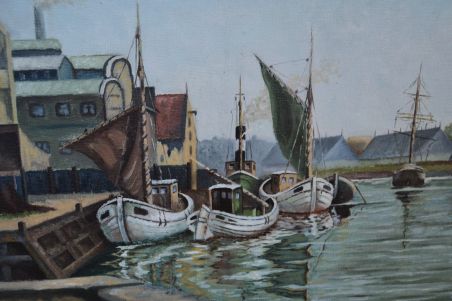 (n-8051) Suuremõõtmeline lõuendil sadamavaade