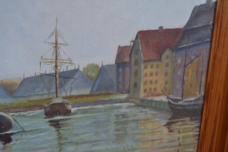 (n-8051) Suuremõõtmeline lõuendil sadamavaade