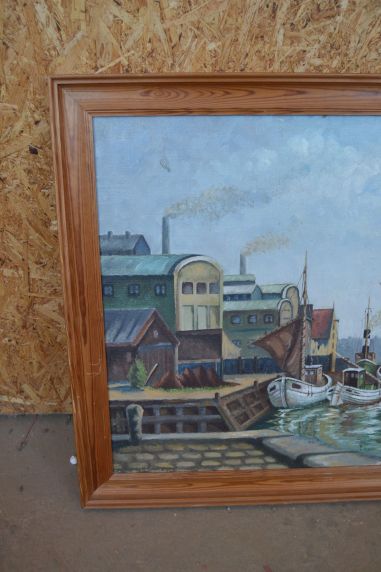(n-8051) Suuremõõtmeline lõuendil sadamavaade
