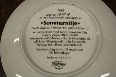 (n-8058/2) Rörstrand, Anders Zorni kolletsioontaldrik nr 1667A