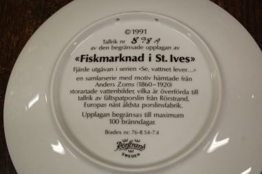 (n-8058/3) Rörstrand, Anders Zorni kolletsioontaldrik nr 898A