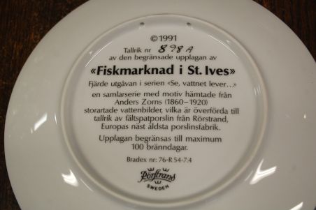 (n-8058/3) Rörstrand, Anders Zorni kolletsioontaldrik nr 898A