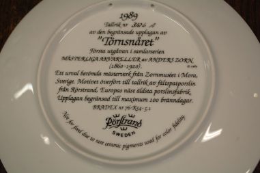 (n-8058/5) Rörstrand, Anders Zorni kolletsioontaldrik nr 3126A