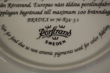 (n-8058/5) Rörstrand, Anders Zorni kolletsioontaldrik nr 3126A