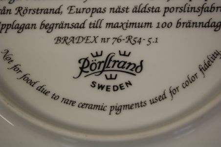 (n-8058/5) Rörstrand, Anders Zorni kolletsioontaldrik nr 3126A