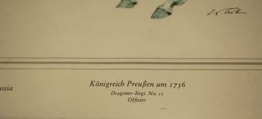 (n-7524) Raamitud militaarteemaline pilt "Köningreich Prensen um 1756"