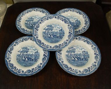 (n-3465/2) Myotts Country Life, hobustega sinised supi-pastataldrikud, 5tk