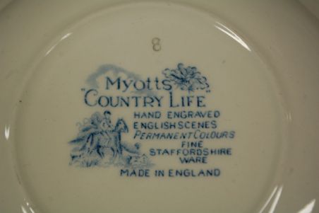 (n-3465/2) Myotts Country Life, hobustega sinised supi-pastataldrikud, 5tk