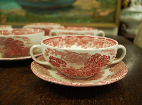 (n-3505/1) Enoch Wedgwood LTD, Woodland puljongikausid-taldrikud 6tk
