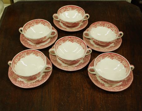 (n-3505/1) Enoch Wedgwood LTD, Woodland puljongikausid-taldrikud 6tk