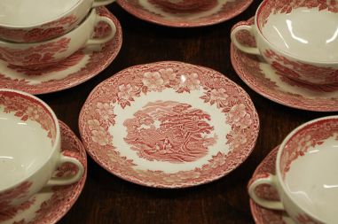 (n-3505/1) Enoch Wedgwood LTD, Woodland puljongikausid-taldrikud 6tk