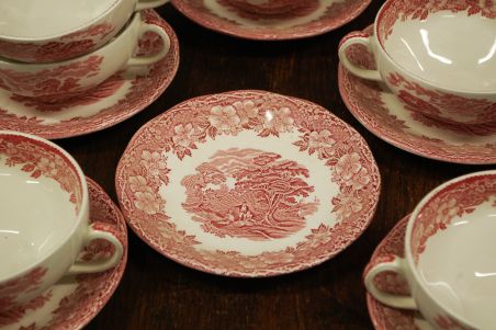(n-3505/1) Enoch Wedgwood LTD, Woodland puljongikausid-taldrikud 6tk