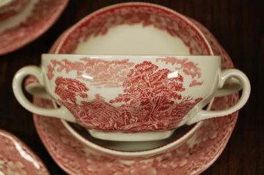 (n-3505/1) Enoch Wedgwood LTD, Woodland puljongikausid-taldrikud 6tk