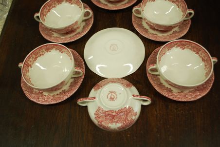 (n-3505/1) Enoch Wedgwood LTD, Woodland puljongikausid-taldrikud 6tk