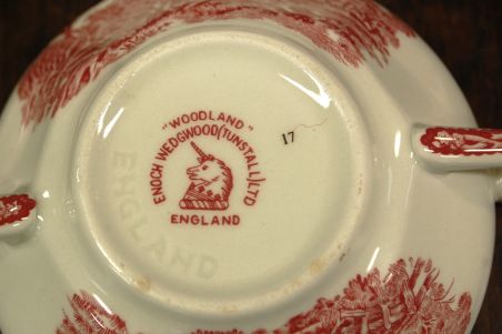 (n-3505/1) Enoch Wedgwood LTD, Woodland puljongikausid-taldrikud 6tk