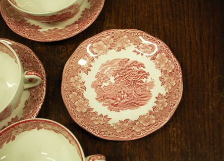 (n-3505/2) Enoch Wedgwood LTD, Woodland puljongikausid-taldrikud 4tk