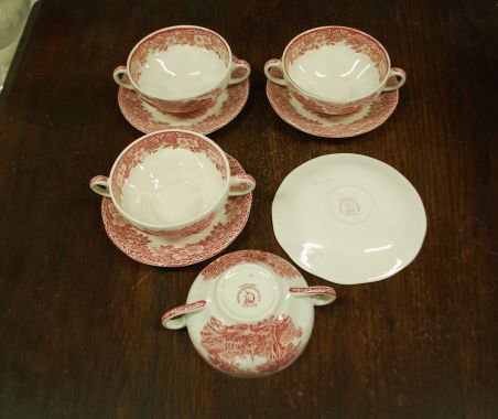 (n-3505/2) Enoch Wedgwood LTD, Woodland puljongikausid-taldrikud 4tk