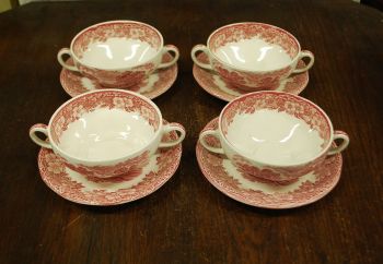 (n-3505/2) Enoch Wedgwood LTD, Woodland puljongikausid-taldrikud 4tk