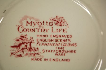 (n-4967/1) Myotts Country Life, hobustega punased supi-pastataldrikud, 4tk