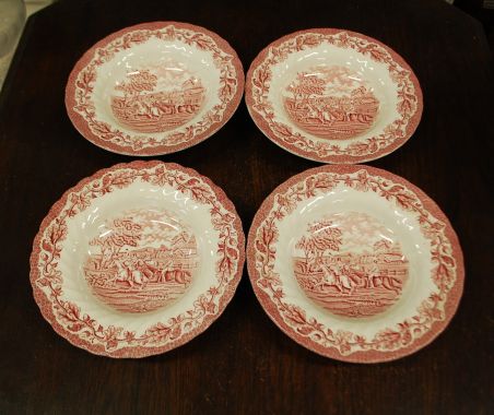 (n-4967/3) Myotts Country Life, hobustega punased supi-pastataldrikud, 4tk