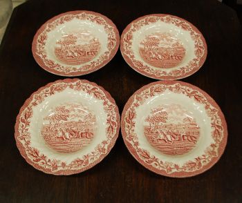 (n-4967/5) Myotts Country Life, hobustega punased supi-pastataldrikud, 4tk