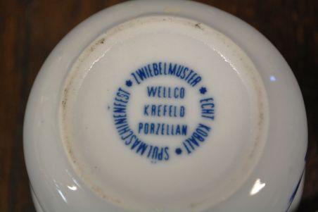(n-7196/1) Wellco Krefeld Porzellan, Echt Kobalt sibulamustriline koorekann ja suhkrutoos