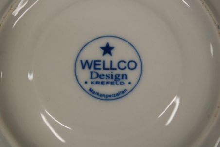 (n-7196/3) Wellco Krefeld Porzellan, Echt Kobalt sibulamustriga kohvitassid-taldrikud, 5tk