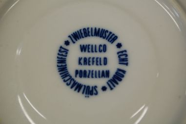 (n-7196/3) Wellco Krefeld Porzellan, Echt Kobalt sibulamustriga kohvitassid-taldrikud, 5tk