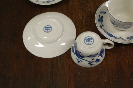 (n-4012) GPK Schloss Schönbrunn Porzellan sibulamustrilised kohvitassid-taldrikud, 5tk