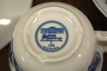 (n-4012) GPK Schloss Schönbrunn Porzellan sibulamustrilised kohvitassid-taldrikud, 5tk