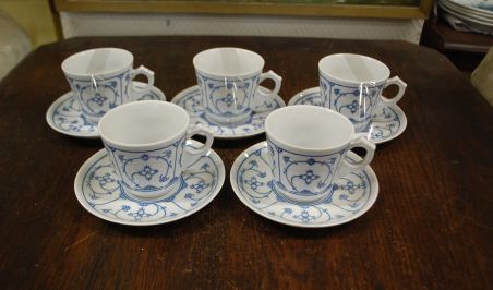 (n-4049/1) Jäger Eisenberg Original Blau Saks, õlelillemustriga kohvitassid-taldrikud, 5tk