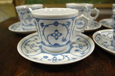 (n-4049/1) Jäger Eisenberg Original Blau Saks, õlelillemustriga kohvitassid-taldrikud, 5tk