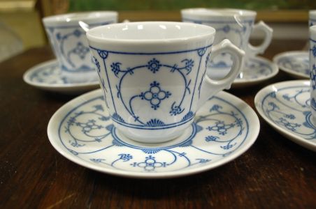 (n-4049/1) Jäger Eisenberg Original Blau Saks, õlelillemustriga kohvitassid-taldrikud, 5tk