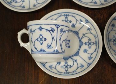 (n-4049/1) Jäger Eisenberg Original Blau Saks, õlelillemustriga kohvitassid-taldrikud, 5tk