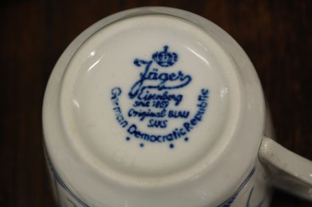 (n-4049/1) Jäger Eisenberg Original Blau Saks, õlelillemustriga kohvitassid-taldrikud, 5tk